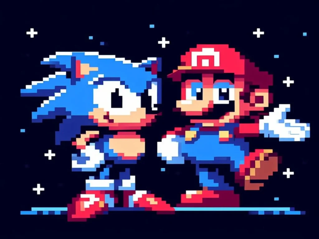 Sonic y Mario Pixelart